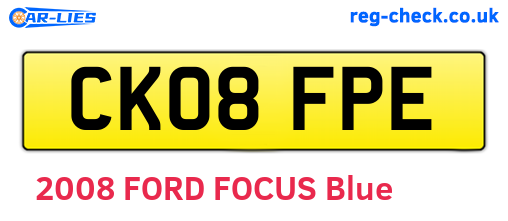 CK08FPE are the vehicle registration plates.