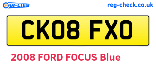 CK08FXO are the vehicle registration plates.