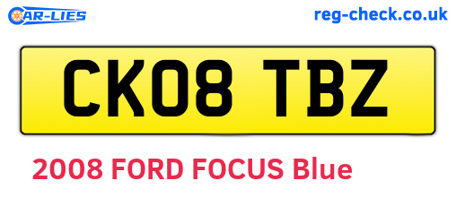 CK08TBZ are the vehicle registration plates.