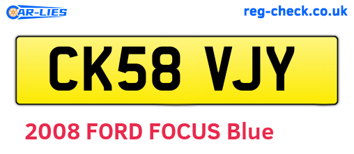 CK58VJY are the vehicle registration plates.