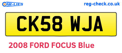 CK58WJA are the vehicle registration plates.