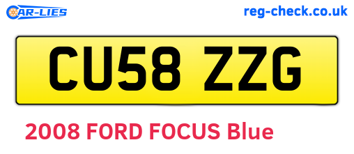 CU58ZZG are the vehicle registration plates.