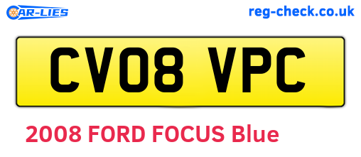 CV08VPC are the vehicle registration plates.