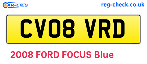 CV08VRD are the vehicle registration plates.