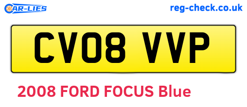 CV08VVP are the vehicle registration plates.