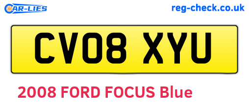 CV08XYU are the vehicle registration plates.