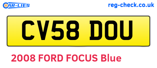 CV58DOU are the vehicle registration plates.