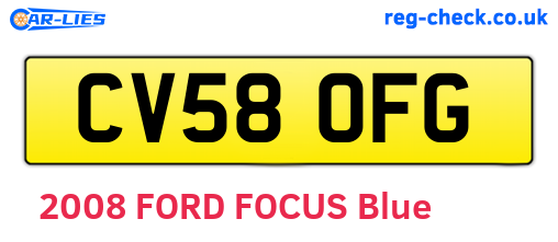 CV58OFG are the vehicle registration plates.