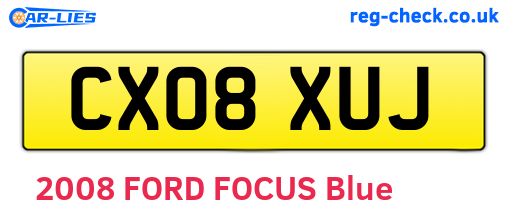 CX08XUJ are the vehicle registration plates.