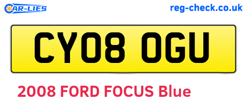 CY08OGU are the vehicle registration plates.