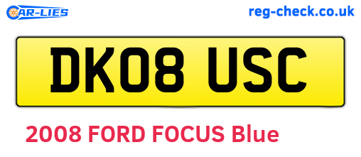 DK08USC are the vehicle registration plates.