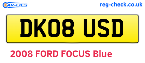 DK08USD are the vehicle registration plates.