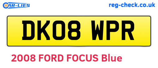 DK08WPR are the vehicle registration plates.