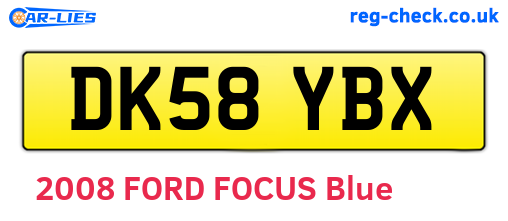 DK58YBX are the vehicle registration plates.