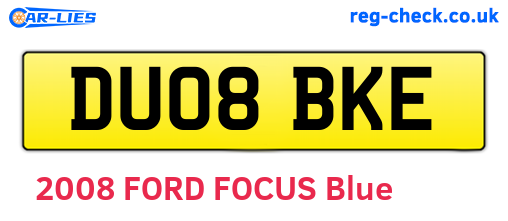 DU08BKE are the vehicle registration plates.