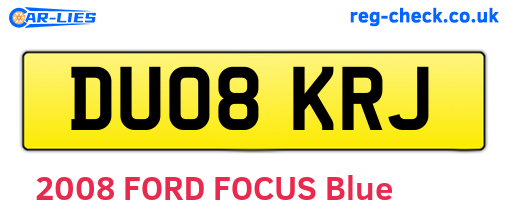 DU08KRJ are the vehicle registration plates.