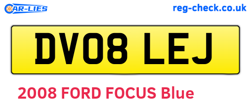 DV08LEJ are the vehicle registration plates.