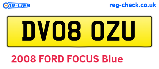 DV08OZU are the vehicle registration plates.