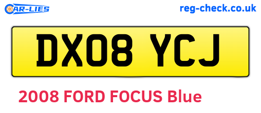DX08YCJ are the vehicle registration plates.