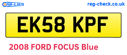 EK58KPF are the vehicle registration plates.