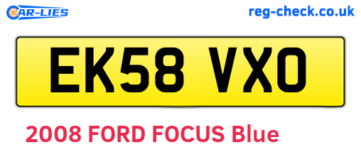 EK58VXO are the vehicle registration plates.