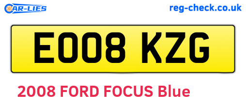 EO08KZG are the vehicle registration plates.