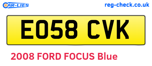EO58CVK are the vehicle registration plates.