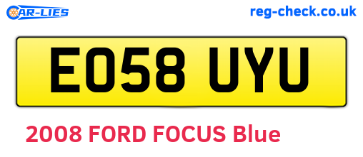 EO58UYU are the vehicle registration plates.