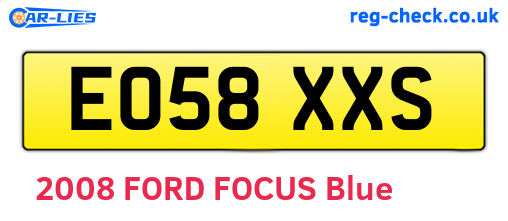 EO58XXS are the vehicle registration plates.