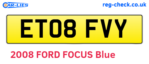 ET08FVY are the vehicle registration plates.