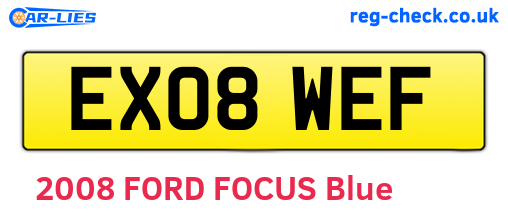EX08WEF are the vehicle registration plates.
