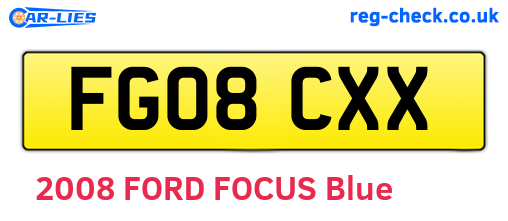 FG08CXX are the vehicle registration plates.