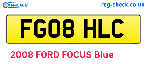 FG08HLC are the vehicle registration plates.