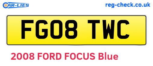 FG08TWC are the vehicle registration plates.