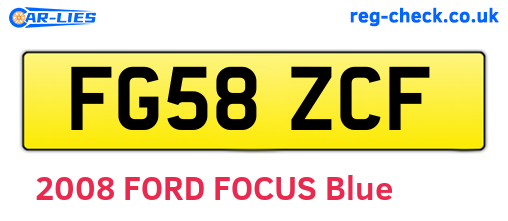 FG58ZCF are the vehicle registration plates.