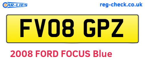 FV08GPZ are the vehicle registration plates.