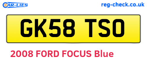 GK58TSO are the vehicle registration plates.