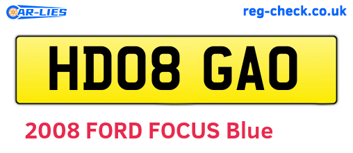 HD08GAO are the vehicle registration plates.