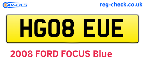 HG08EUE are the vehicle registration plates.
