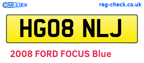 HG08NLJ are the vehicle registration plates.