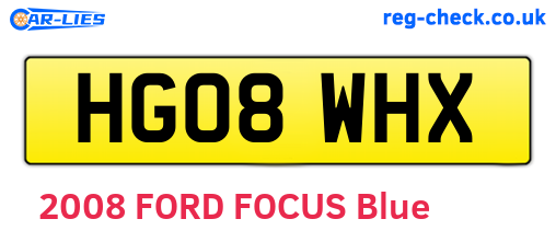 HG08WHX are the vehicle registration plates.
