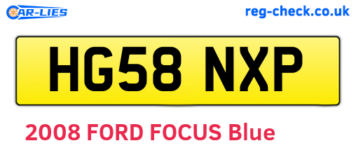 HG58NXP are the vehicle registration plates.