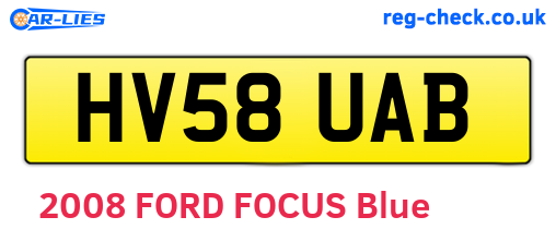 HV58UAB are the vehicle registration plates.