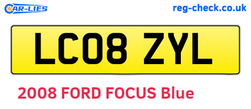 LC08ZYL are the vehicle registration plates.