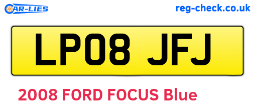 LP08JFJ are the vehicle registration plates.