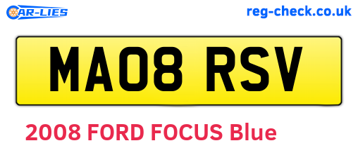 MA08RSV are the vehicle registration plates.