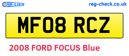 MF08RCZ are the vehicle registration plates.