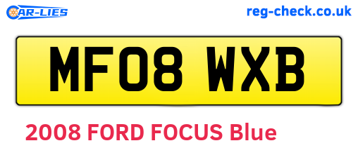 MF08WXB are the vehicle registration plates.