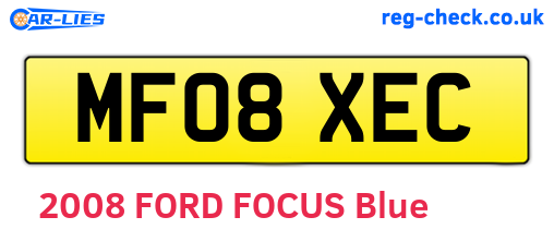 MF08XEC are the vehicle registration plates.