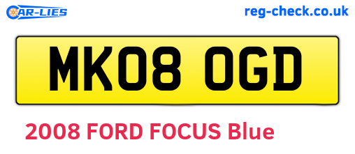 MK08OGD are the vehicle registration plates.